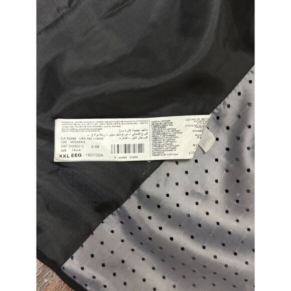 Mango Black Blazer Womens XL Jacket Open Front Elegant Workwear Satin Lapel trim - Picture 10 of 14
